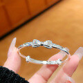 wholesale 999 Sterling Silver Bow Middle-to-Older Children's Bracelet for Girls, Elementary School Kids, Silver Jewelry, Single Piece-0-0