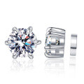 S925 Silver Magnetic Clip-On 6-Prong Moissanite Earrings-0-3