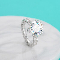 wholesale S925 Sterling Silver Cross-Border Luxury Light Luxury 5-Carat Moissanite Flower Bud Ring for Women's Proposal Diamond Ring Jewelry Wholesale-White Moissanite 5 carats  US size 6