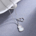 wholesale Rose gold-plated S925 silver gourd necklace, lightweight luxury, niche fashion, designed collarbone chain, versatile pendant with an Instagram aesthetic-0-2