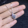 S925 Sterling Silver 1-Carat Moissanite Geometric Rhombus Pendant Necklace-0-1