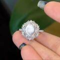 wholesale S925 Sterling Silver, New Zhuozhifan Jewelry Light Luxury Style Hollow Aquamarine 8*10 Ring, New Chinese Style Cabochon Ring-0-0