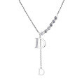wholesale S925 Sterling Silver Korean-style Personalized Inlaid Zircon Letter D Fringe Pendant Long Versatile Necklace-0-4
