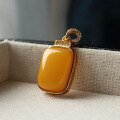 wholesale S925 silver minimalist premium natural antique beeswax plain pendant chicken oil yellow amber necklace-0-2