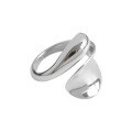 wholesale S925 Sterling Silver JT314 Korean Style Minimalist Smooth Waterdrop Open Adjustable Ring for Women, Versatile Silver Ring-0-4