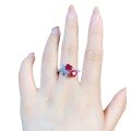 wholesale S925 Sterling Silver Love Ring Ins Style High-End Full Diamond Red Heart Shaped Double Heart Ring for Women Wholesale-0-4
