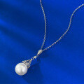 wholesale S925 Silver Synthetic Pearl Necklace 12mm Minimalist Dreamcatcher Pendant Choker with Chain-0-2