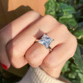 S925 Silver Princess-Cut Zirconia Fashion Geometric Ring-0-1