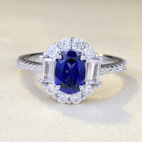 wholesale S925 Sterling Silver New 5*7mm Oval Red and Blue Sapphire Ring for Women, Fashionable and Bestselling in Europe and America-R778 Blue Diamond No. 5