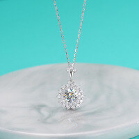 wholesale S925 Sterling Silver Moissanite Minimalist Small Luxury Design Women's Versatile Pendant Necklace Ins Style Accessory-1 carat (zircon) necklace 925 silver