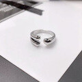 wholesale S925 Sterling Silver Minimalist European-American Heart-shaped Adjustable Open Ring for Women, Fashionable Light Luxury Hand Accessory-0-4