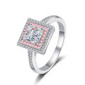 wholesale S925 Sterling Silver 1 Carat Square-Cut Moissanite Ring, Internet-Famous Anchor Hot-Selling Sweet and Elegant Ring-0-4