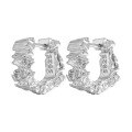 wholesale S925 Sterling Silver 731 Original Niche Design Minimalist Cold and Aloof Textured Lava Texture Irregular Ear Clips for Women-0-4