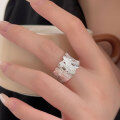 wholesale S925 Sterling Silver Geometric Irregular Open Wide Ring for Women, Korean Dongdaemun New Style Heavy Duty Ring-0-0
