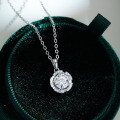 Sterling Silver Pendant with 1-Carat Moissanite Flower Necklace for Women-0-1