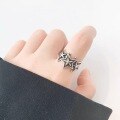 wholesale 925 Silver Vintage Five-Point Star Ring for Women, Korean Ins Fashion Retro Distressed Japanese-Style Open Star Ring-0-0
