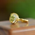 wholesale 925 Silver New Chinese Style Antique Openable Index Finger Ring with Certificate, Inlaid with Palace Enamel Bamboo Leaf and Hetian Jade-0-1