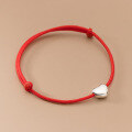 wholesale S925 Sterling Silver Red String Heart Bracelet with Chinese Style Design, Fresh and Delicate Heart-shaped Hand Accessory for Women S5878-0-2