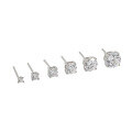 wholesale S925 Sterling Silver 405 Korean Version Ins Niche Design Minimalist Versatile Four-Prong Setting Zircon Textured Stud Earrings for Women-0-0