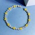 wholesale S925 Sterling Silver 50-Point Gold-Plated Heart-Shaped Yellow Diamond Bracelet for Women, Designed to Attract Wealth, Exquisite and Niche Luxury-0-0