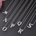 wholesale 925 Sterling Silver Cross-Border European and American Style 26 Alphabet Letters Necklace for Women, Unique Small and Minimalist High-End Pendant Collarbone Chain-0-2