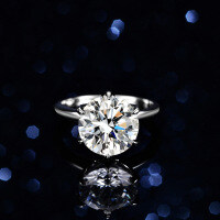 S925 Silver 6-Claw 5-Carat Moissanite Women's Classic Solitaire Engagement Ring-5 carats (empty setting)  19 yards