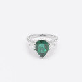 wholesale S925 Silver Plated with 18k Gold, Lab-Created Emerald Waterdrop 9*13mm High-End Jewelry Closed Back Ring-0-4