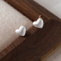 wholesale S925 Sterling Silver Fresh and Sweet Brushed Heart Stud Earrings, Small and Chic Design Sense Women's Jewelry M05104-0-0
