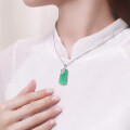 wholesale S925 Sterling Silver Natural Chalcedony Gourd Pendant, National Style Ice Green Light Luxury Versatile Chalcedony Necklace for Mother's Day-0-5