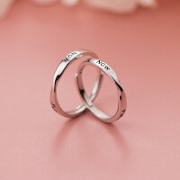 wholesale S925 Sterling Silver Mobius Twist Couple Ring Ins Style Minimalist English Letter Matching Ring J9865-Women's - Approximately size 13 &gt; Opening adjustable