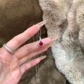 wholesale S925 Sterling Silver Vermilion Tear Ruby Drop Pendant Necklace, Elegant and Brightening Eye-catching Light Luxury Design Women's Collarbone Chain-0-1