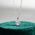 Sterling Silver Pendant with 1-Carat Moissanite Women's Snowflake Necklace-0-4
