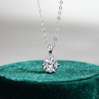 Sterling Silver Pendant with 1-Carat Moissanite Women's Snowflake Necklace-1-carat necklace (empty setting) - 925 silver