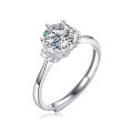 925 Sterling Silver Crown Six-Prong Moissanite Ring, Fashion Jewelry, Ready to Ship-0-3