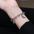 wholesale S925 Sterling Silver Korean-style Retro Thick Chain Star Heart Bear Multi-element Piece Bracelet for Women-0-3