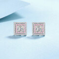 wholesale S925 Sterling Silver New Square Sugar Moissanite Stud Earrings, Sweet and Elegant, Popular Among Internet Celebrities and Anchor Sales-0-5