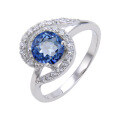 wholesale S925 Sterling Silver Niche-Designed Natural Topaz Ring with Garnet Accent and Colored Gemstone-0-7