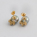 wholesale 14k Gold Plated S925 Silver French Retro Light Luxury Style Pearl Earrings-0-2