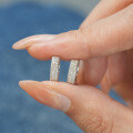 S925 Sterling Silver Hip Hop Moissanite Round Halo Earrings for Men and Women-0-0