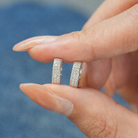 S925 Sterling Silver Hip Hop Moissanite Round Halo Earrings for Men and Women-Set with moissanite - white gold  925 silver
