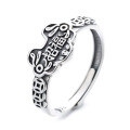 wholesale S925 Sterling Silver Retro Ethnic Auspicious Ruyi Coin Ring with Good Meaning, Creative and Fashionable Index Finger Ring-0-4