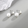 wholesale 925 Sterling Silver Fan Shaped Mother-of-Pearl Pearl Earrings Women Small French Ginkgo Leaf Skirt Earrings Minimalist Elegant Accessories-0-2
