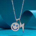 wholesale Metal Material: 925 Sterling Silver European and American cross-border women's smiley face lightning necklace, versatile and high-end, does not fade, available for live streaming drop shipping-0-0