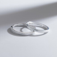 wholesale Metal Material: S925 Sterling Silver, Bone Inlay Acacia Matte Textured Couple's Ring, Minimalist Niche Stone Pattern Unisex Student Adjustable Ring J8769-S925 silver ring for women Adjustable opening