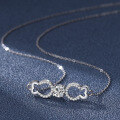 wholesale S925 Sterling Silver Moissanite Women's Fish-shaped Bow Simple and Fashion Pendant Micro-paved Niche Design Collarbone Chain-0-2