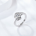wholesale Silver Plated 18K Gold with D Color VVS Moissanite Micro-Paved Angel's Kiss Engagement Ring-0-3