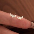 wholesale 925 Pure Silver Dainty Sweet Heart Wings Small Stud Earrings For Women, Simple And Stylish Versatile Ins Fresh And Elegant Earrings-0-3
