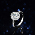 S925 Silver Moissanite 2ct Oval Shape Women's Ring Heavy Craft Factory Live-0-0