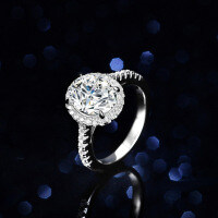 S925 Silver Moissanite 2ct Oval Shape Women's Ring Heavy Craft Factory Live-2 carats (set with D color moissanite)  18 yards