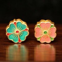 wholesale Antique gold enamel clover bead spacer small hole sand gold matching beads DIY bracelet accessory-Style 8